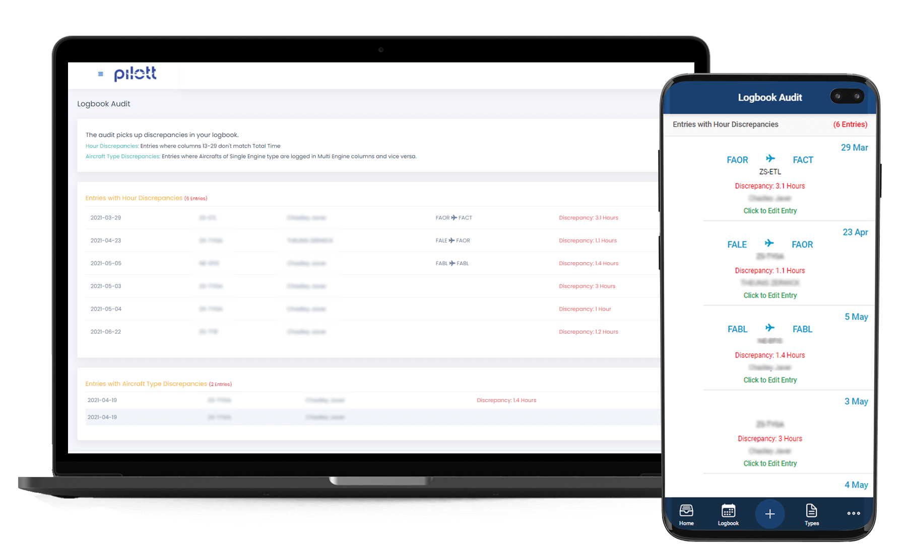 SACAA Electronic Logbook Summaries Pilott Aviation