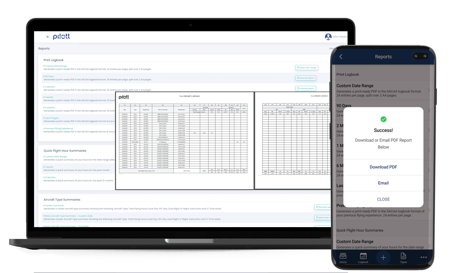 SACAA Electronic Logbook Summaries Pilott Aviation